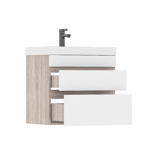 Тумба подвесная под умывальник Volna Conty 80.2Y белый глянец/дуб сонома