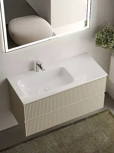 Тумба под раковину Sancos Snob R 100 см подвесная, левая, Beige Soft, SNR100LCE