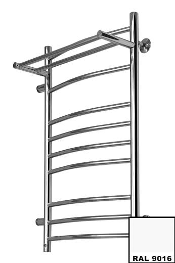 Полотенцесушитель Ростела Свирель D+ боковое подключение 1" левый 50x100 11 перекладин с полкой белый
