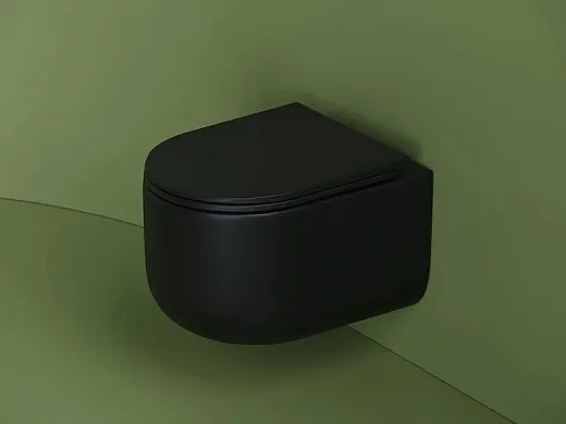 Подвесной унитаз Ceramicanova Ulma, CN4006MB, безободковый, крышка-сиденье микролифт, черный матовый, сантехфарфор