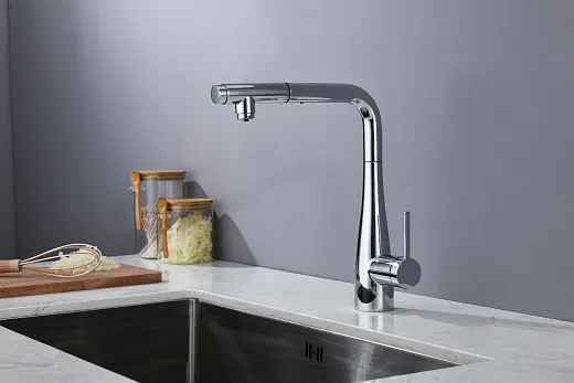 Смеситель для кухни Cucina с выдвижным L-образным изливом, хром (AQM9902CR)