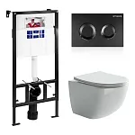 Инсталляция Bettoserb Sava Fix Slim с безободковым унитазом Ceramicanova Forma Rimless, сиденье микролифт, сантехфарфор, клавиша смыва, SET40006467/CN3009