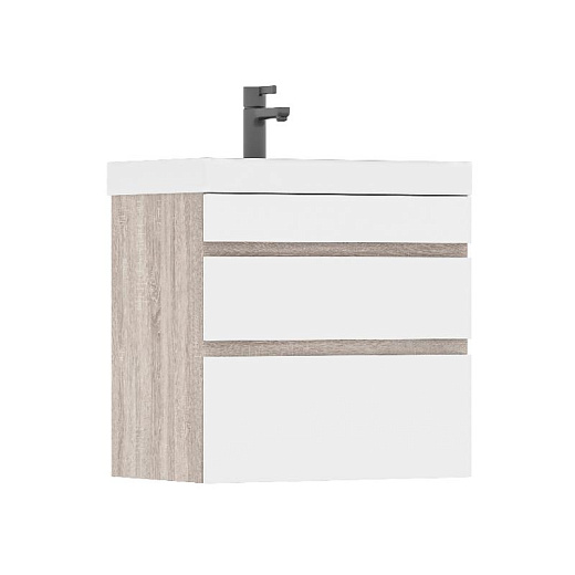 Тумба подвесная под умывальник Volna Conty 80.2Y белый глянец/дуб сонома