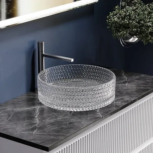 Умывальник Ceramicanova Cristal CN6062 36см стекло прозрачный, CN6062