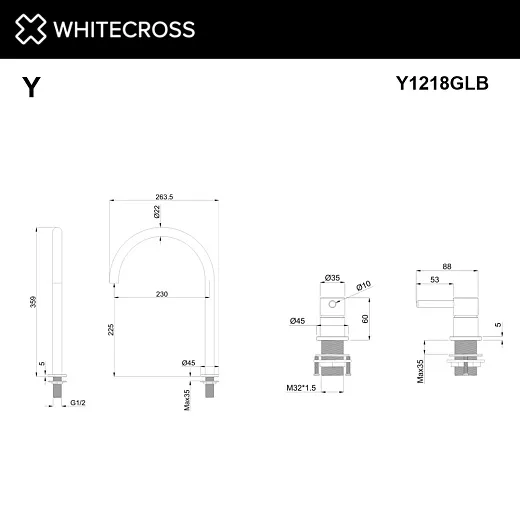 Смеситель для умывальника с выносным управлением Whitecross Y Y1218GLB брашированное золото