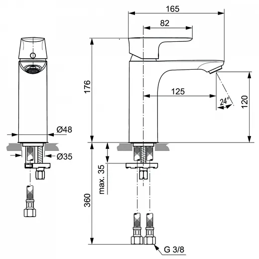 Смеситель для умывальника Ideal Standard CONNECT AIR A7055A2, без донного клапана