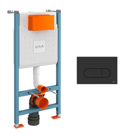 Инсталляция для подвесного унитаза VitrA V-Fix Core (Ви-Фикс Кор) с кнопкой матовой черной, 800-1874