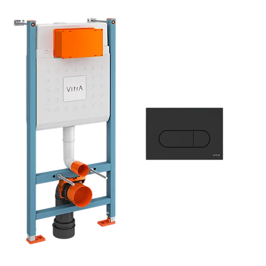 Инсталляция для подвесного унитаза VitrA V-Fix Core (Ви-Фикс Кор) с кнопкой матовой черной, 800-1874