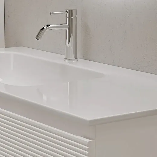 Тумба под раковину Sancos Folk FL100LW/FL100RW, 100 см, подвесная, с рельефным фасадом, левая/правая, цвет bianco