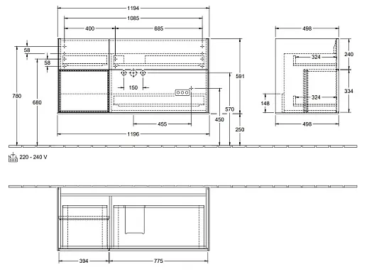 Тумба под умывальник Villeroy&Boch Finion 100, G040GFGJ