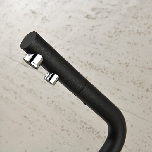 Смеситель PAULMARK SERPENTINE Se213222-GM, (черный/вороненая сталь)