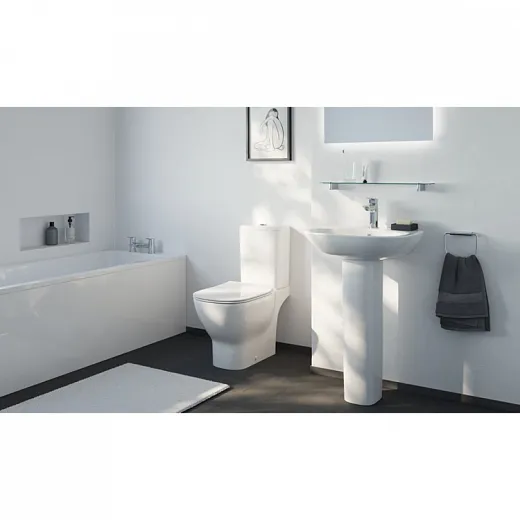 Унитаз напольный для монтажа с бачком матовый белый Silk White Ideal Standard TESI SILK WHITE технология AquaBlade, T0087V1