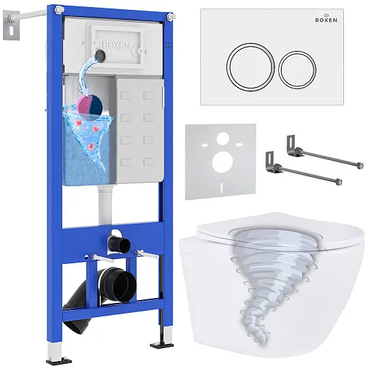 Комплект инсталляции с унитазом 6 в 1 Roxen StounFix Dual Fresh 968335 (состоит из: 710200, Santi 410260W, 530205-01)
