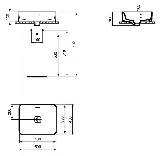 Раковина Ideal Standard Strada II Vessel 50 см, белый, T296501