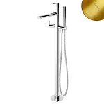 Смеситель для ванны Bruma Leaf, золото матовое, напольный, тип ручки 3, 1672200SR