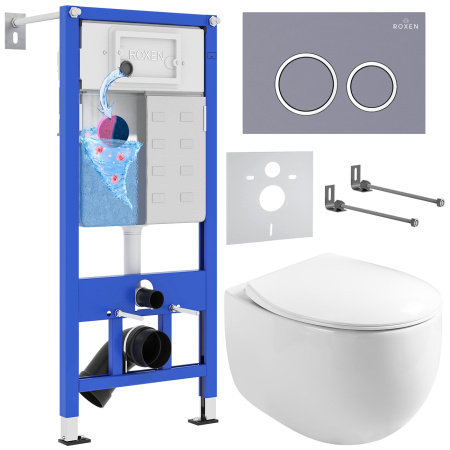 Комплект инсталляции с унитазом 6 в 1 Roxen StounFix Dual Fresh 966160 (состоит из: 710200, Santi 410260DG, 530170-01)