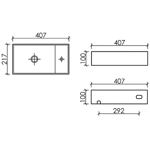 Умывальник Ceramicanova Element L/R CN6051LMB/CN6051RMB 40см сантехфарфор чаша левая/чаша правая, CN6051LMB/CN6051RMB