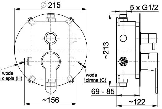 Смеситель для ванны Armatura Hexa Ring 40 4029-410-00 скрытого монтажа хром