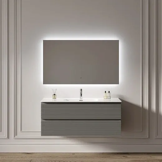 Зеркало Sancos Square 2.0 SQ2.1200, 120 x 70 см, с подсветкой, c сенсорным выключателем, цвет белый