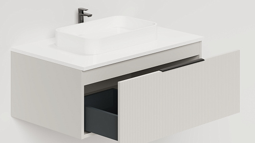 T800V1C Тумба под умывальник Salini TOUCH V 80 Creamy вертикальная фрезеровка