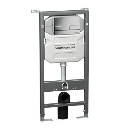 Инсталляция для унитаза Ceramicanova Envision CN1002M/Flat, с кнопкой и креплениями, цвет хром матовый