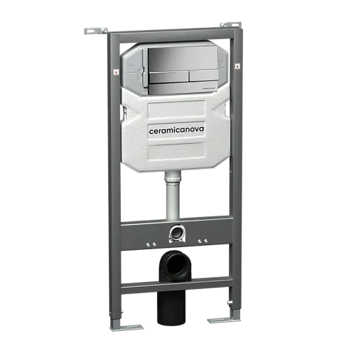 Инсталляция для унитаза Ceramicanova Envision CN1002M/Flat, с кнопкой и креплениями, цвет хром матовый