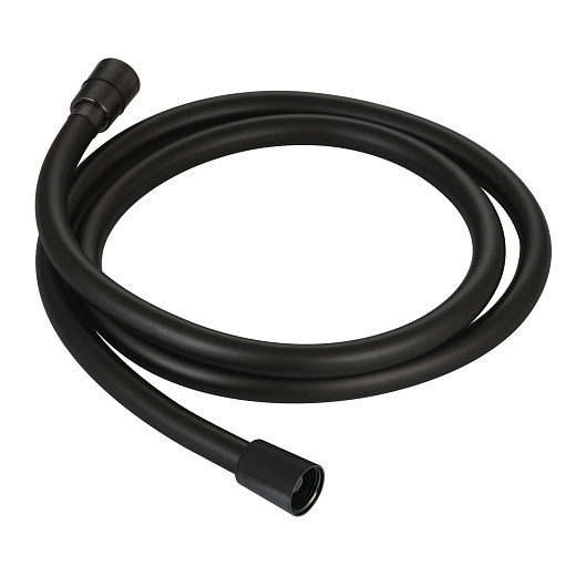 AQM1502MB  Шланг душевой AQUAme, ПВХ, 1500 мм, с латунными коническими гайками и защитой от перекручивания, черный матовый