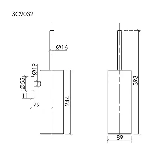 Ершик для унитаза Sancos Base SC9032GG, вороненая сталь