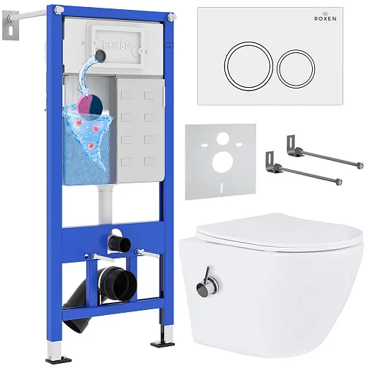 Комплект инсталляции с унитазом 6 в 1 Roxen StounFix Dual Fresh 902672 (состоит из: 710200, Santi 410260W, 530185-01Х)