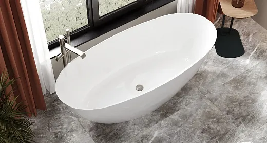 Ванна из искусственного камня Belux Осло Ос-1700 170х75см отдельностоящая, Solid Surface, белый матовый 18, 4810924290786