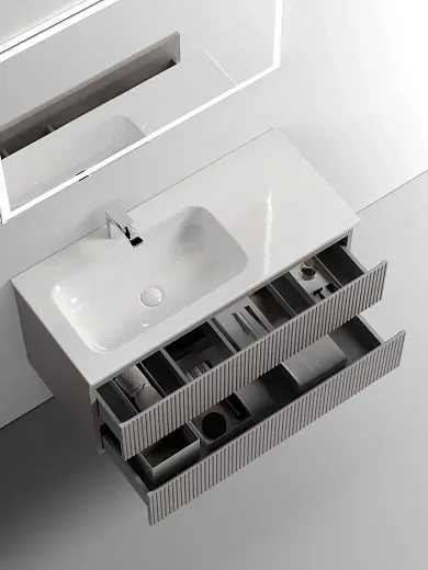 Тумба под раковину Sancos Snob T 100 см подвесная, левая, Doha Soft, SNT100LSM