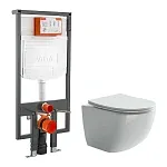 Инсталляция Vitra с безободковым унитазом Ceramicanova Forma Rimless, сиденье микролифт, 748-5800-01/CN3009, сантехфарфор