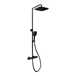 Душевая система без излива 10° Free матовый, 3 режима, 25 см, square, чёрный цвет, термостат, верхний душ, с лейкой Душевая система без излива 10° Free матовый, 3 режима, 25 см, square, чёрный цвет, термостат, верхний душ, с лейкой