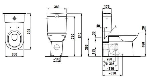 Чаша для унитаза Laufen Pro 824955 36x70, Vario выпуск