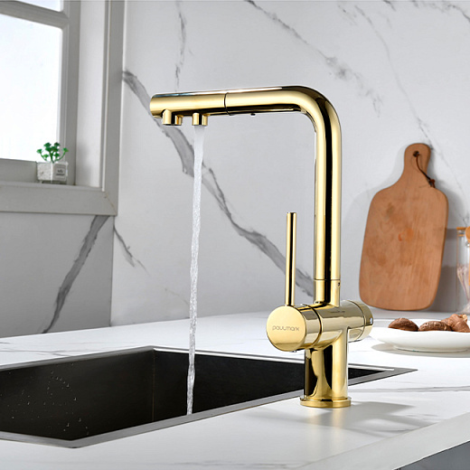 Смеситель PAULMARK SERPENTINE Se213222-G, (золото)