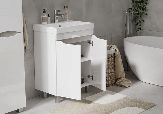 Тумба напольная Volna Lake 50.2D с умывальником белая