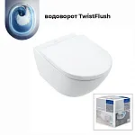 Унитаз подвесной Villeroy&Boch Subway 3.0 37x56см, сиденье Soft Close, безободковый, CeramicPlus, 4670TSR1
