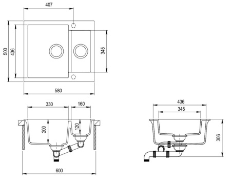 Мойка AquaSanita Tesa SQT 150 710 AW alba