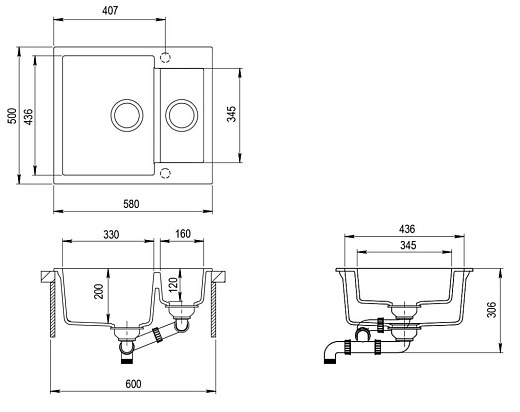 Мойка AquaSanita Tesa SQT 150 710 AW alba