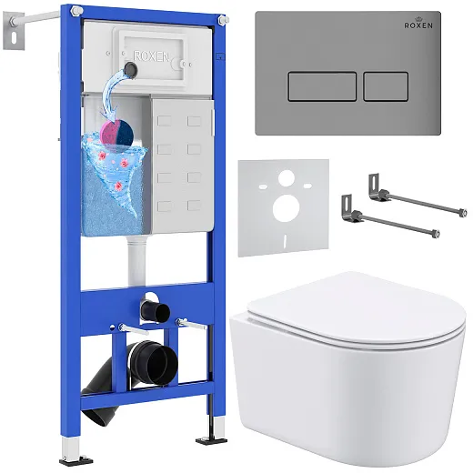 Комплект инсталляции с унитазом 6 в 1 Roxen StounFix Dual Fresh 943570 (состоит из: 710200, Caspia 410280М, 530120-01)