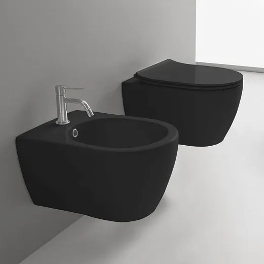 Унитаз подвесной Scarabeo Moon 5520CL49 36x50,5 безободковый черный матовый