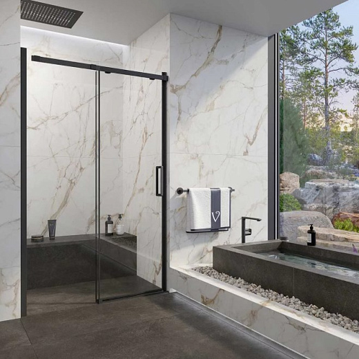 Душевая дверь Veconi Vianno VN-70 160x195 прозрачные стекла / профиль черный