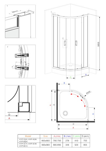 Душевой уголок Deante Funkia KYP 452K 80х80