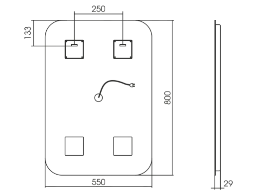 Зеркало Raval Сигма 55х80 сенсор, Sgm.02.550x800/W/RL