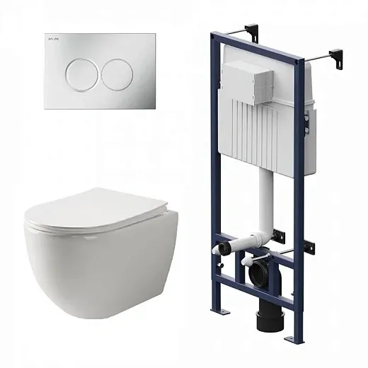 Инсталляция Am.Pm ProC с безободковым унитазом Ceramicanova Mia Rimless сиденье микролифт, сантехфарфор, клавиша смыва, I012707/CN1805/I070131