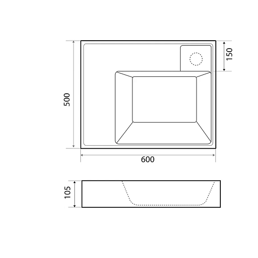 Раковина на стиральную машину Madera VEGA 60x50 см, искусственный мрамор