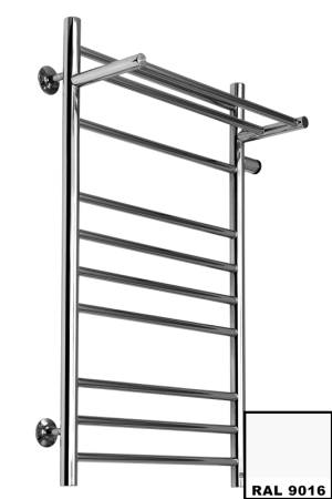 Полотенцесушитель Ростела Свирель V+ боковое подключение 1" правый 50x100 11 перекладин с полкой белый