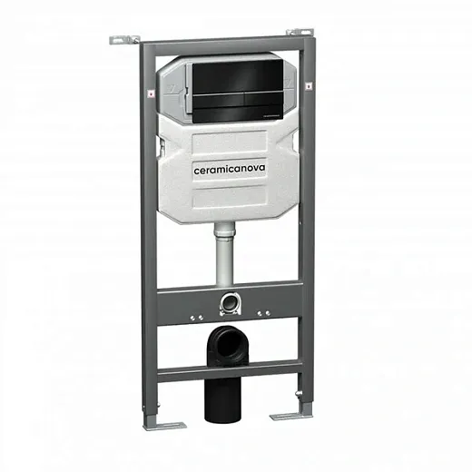 Инсталляция для унитаза Ceramicanova Envision CN1002B/Flat, с кнопкой и креплениями, цвет черный матовый