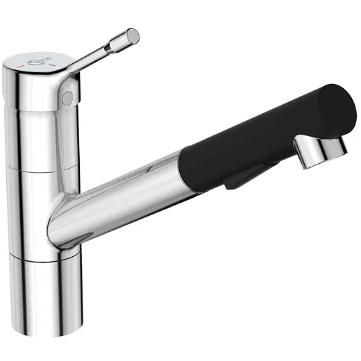 Смеситель Ideal Standard Ceralook для кухонной мойки, хром матовый, черный, BC297GN
