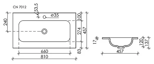 Умывальник Ceramicanova Grace CN7012MB 81см сантехфарфор черный матовый, CN7012MB